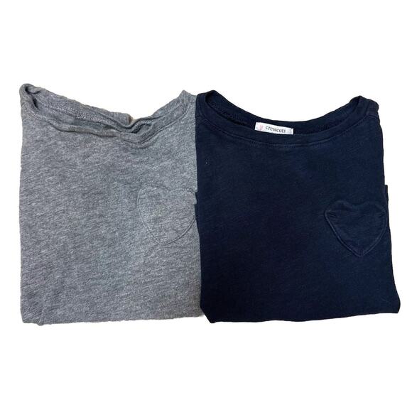 J Crew Girls shortsleeve heart-pocket T-shirt size 3t Basic Tee navy Blue & Gray - Picture 1 of 9